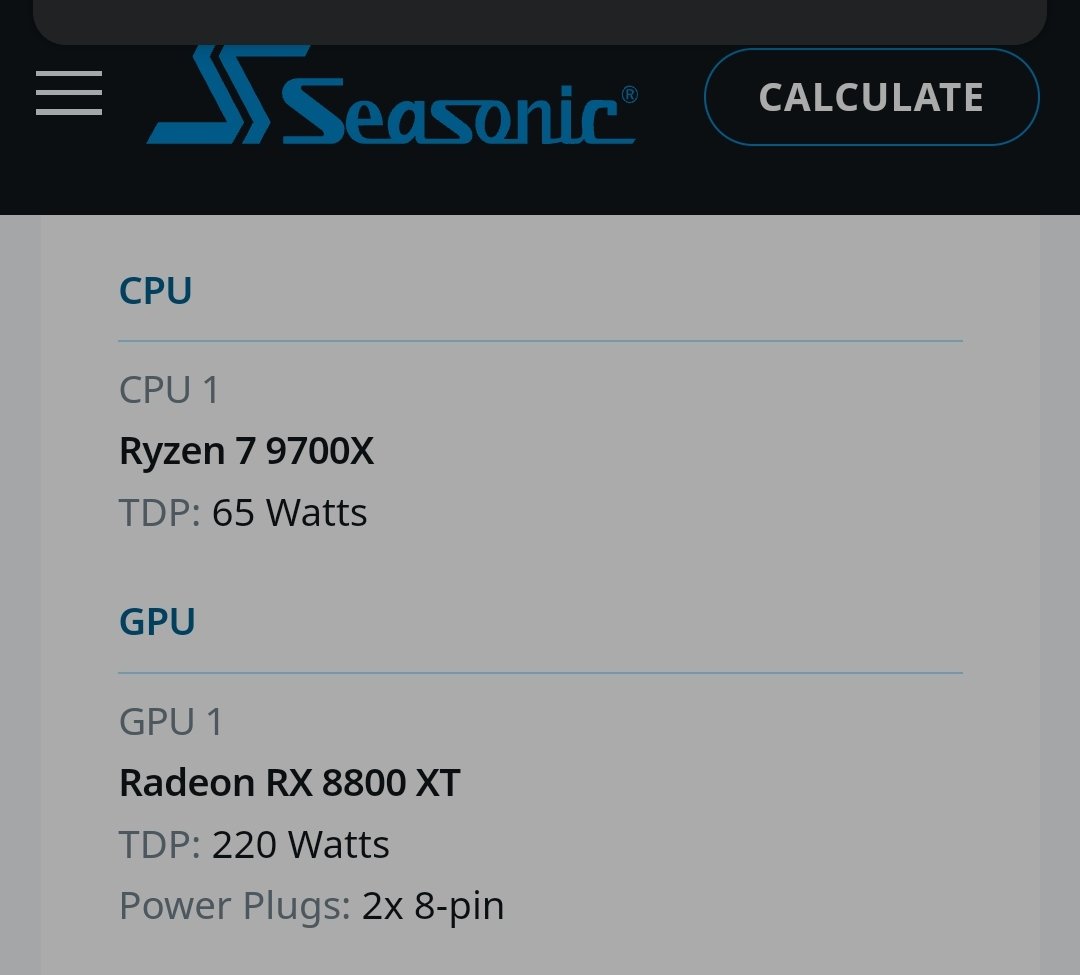 Seasonic Power Calculator