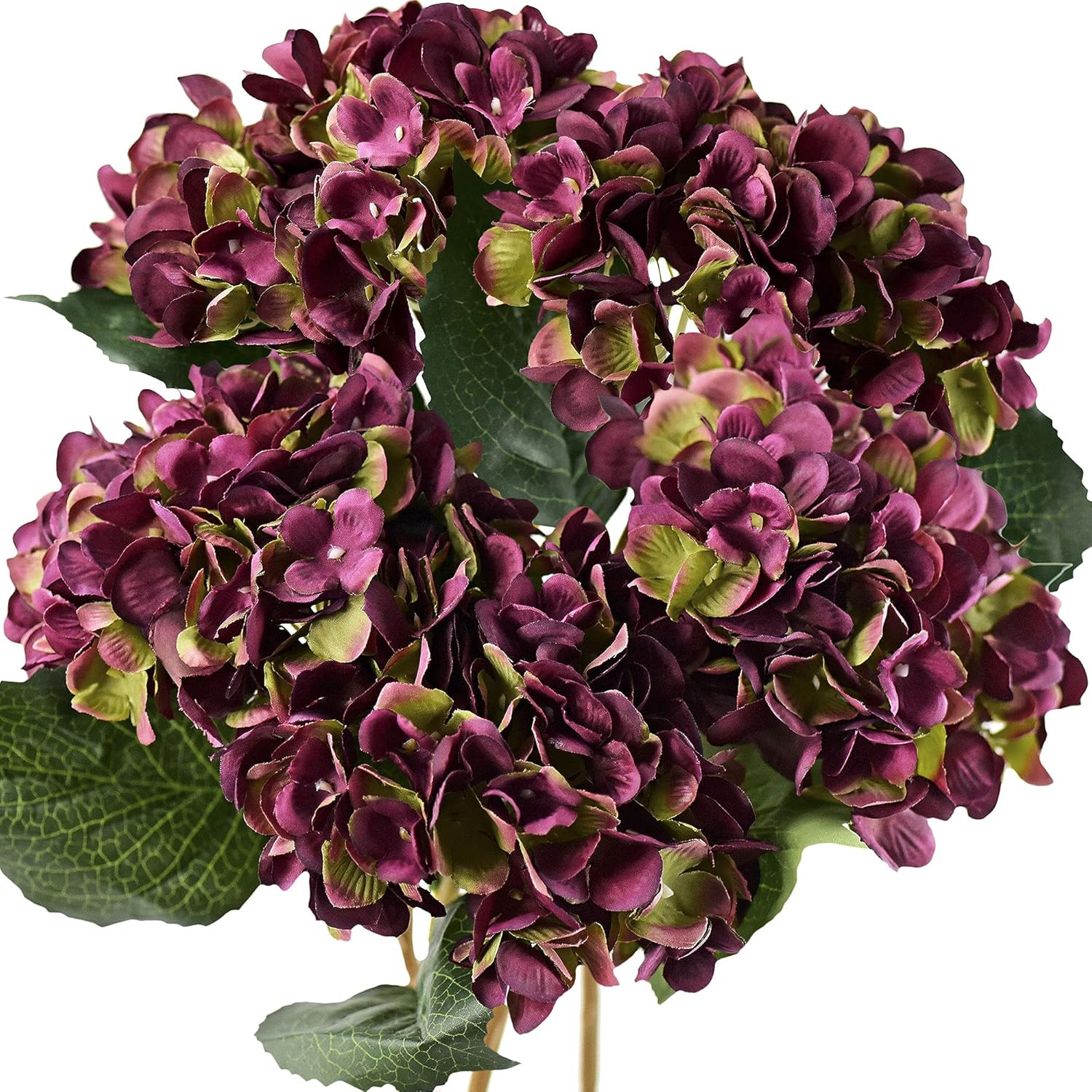 Fiveseasonstuff 5 Stems Silk Artificial Hydrangea Flowers, &amp;lsquo;&amp;rsquo;life-Size&amp;rsquo;&amp;rsquo; Dark Purple Bouquet, Floral Arrangement, Floral Arrangement Decoration 47cm
