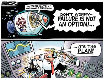 Political cartoon U.S. GOP health-care bill fail