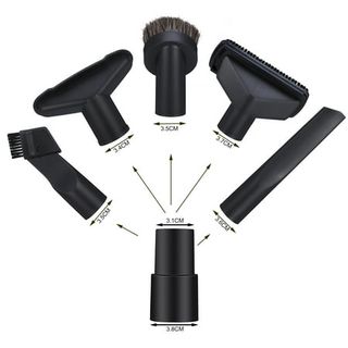 A set of six brush attachents for vacuum cleaners