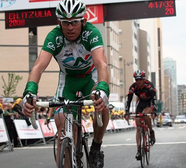 Patrice Halgand (Cr&eacute;dit Agricole) safely crosses the finish line.