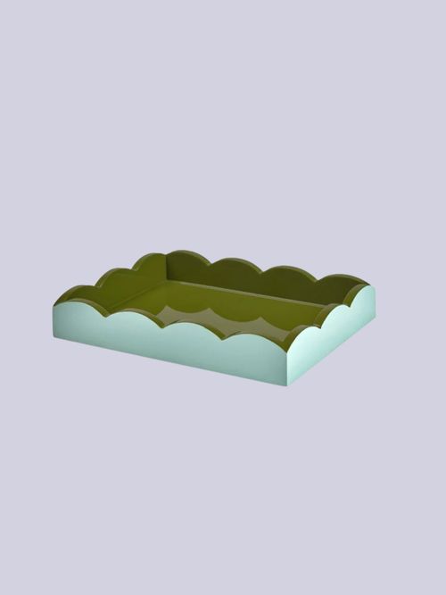 Eau De Nil & Khaki Lacquered Scallop Small Two-Tone Tray