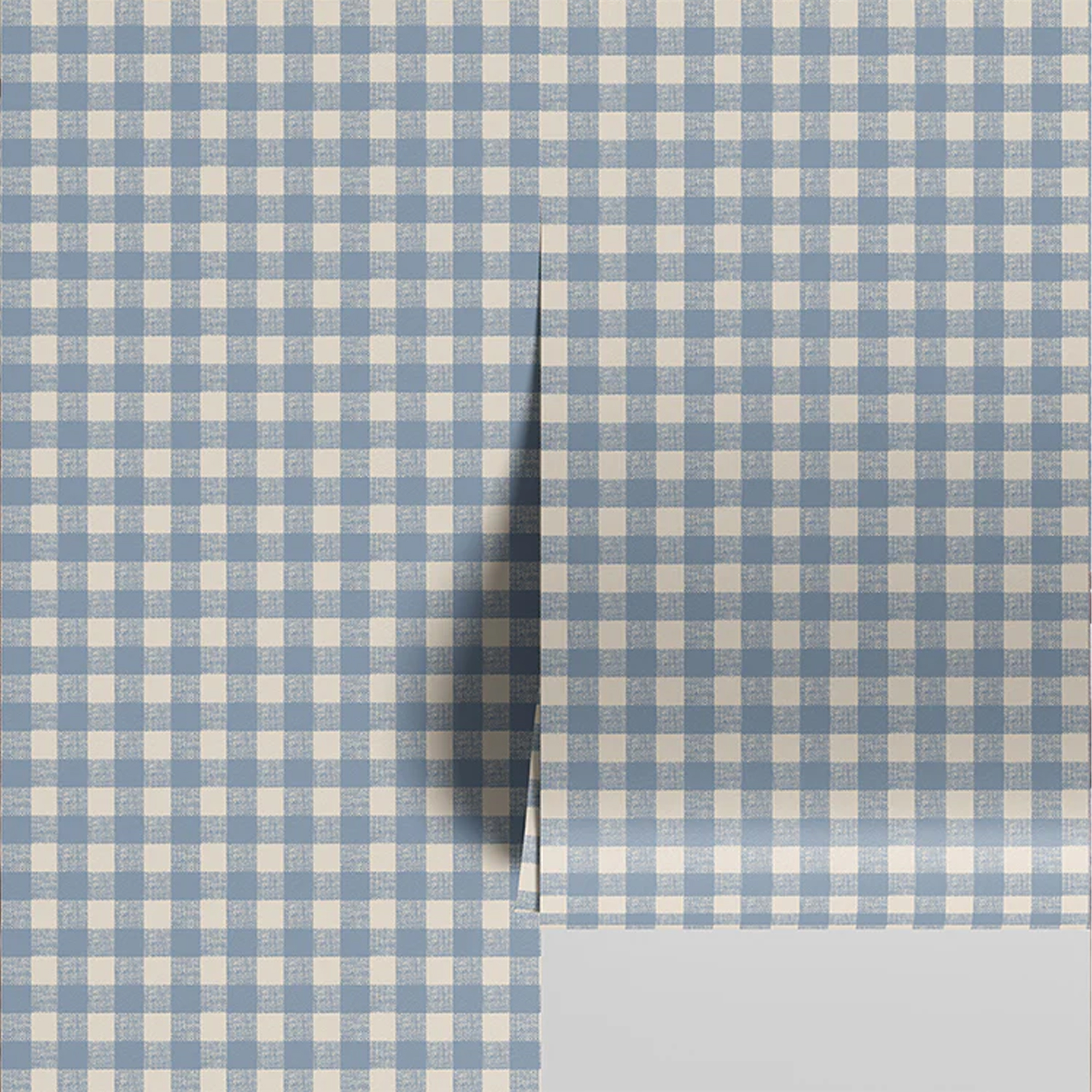 Piglet in Bed, Dusty Blue Gingham Wallpaper