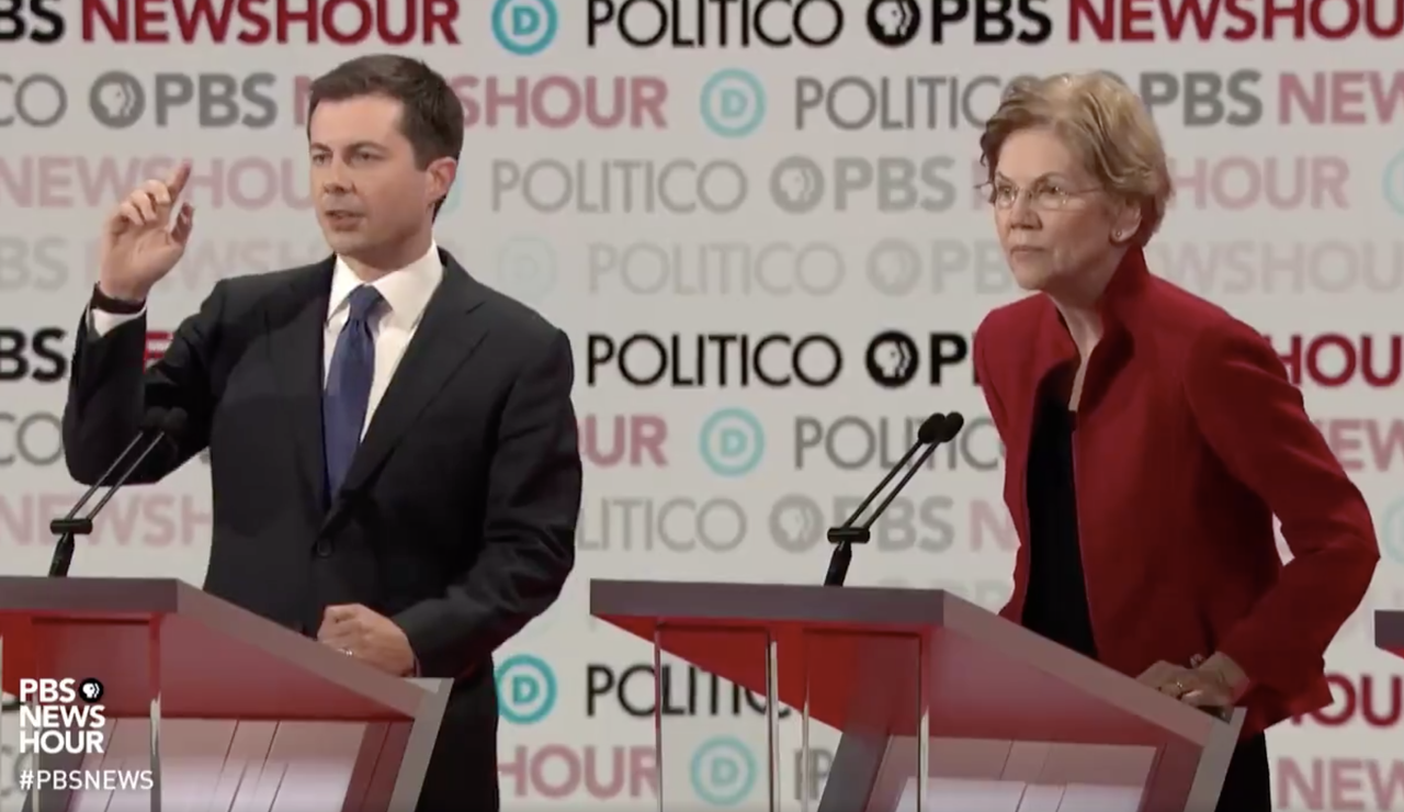 Sen. Elizabeth Warren and Pete Buttigieg.