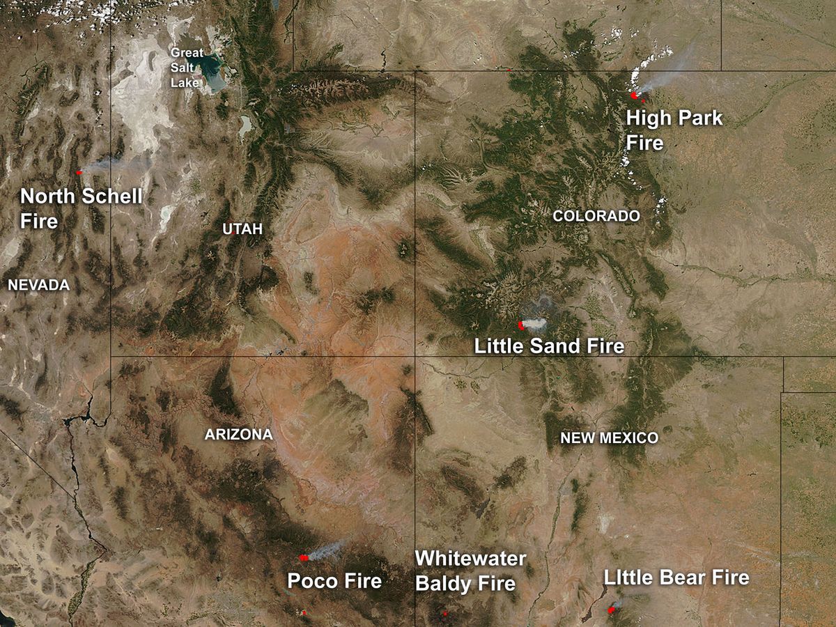 Smoke and heat from western wildfires on June 19, 2012