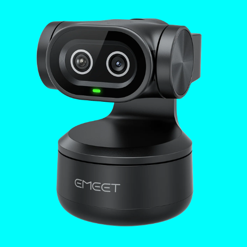 Emeet Pixy on a light blue background