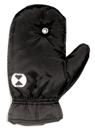 black shiny oven mitt