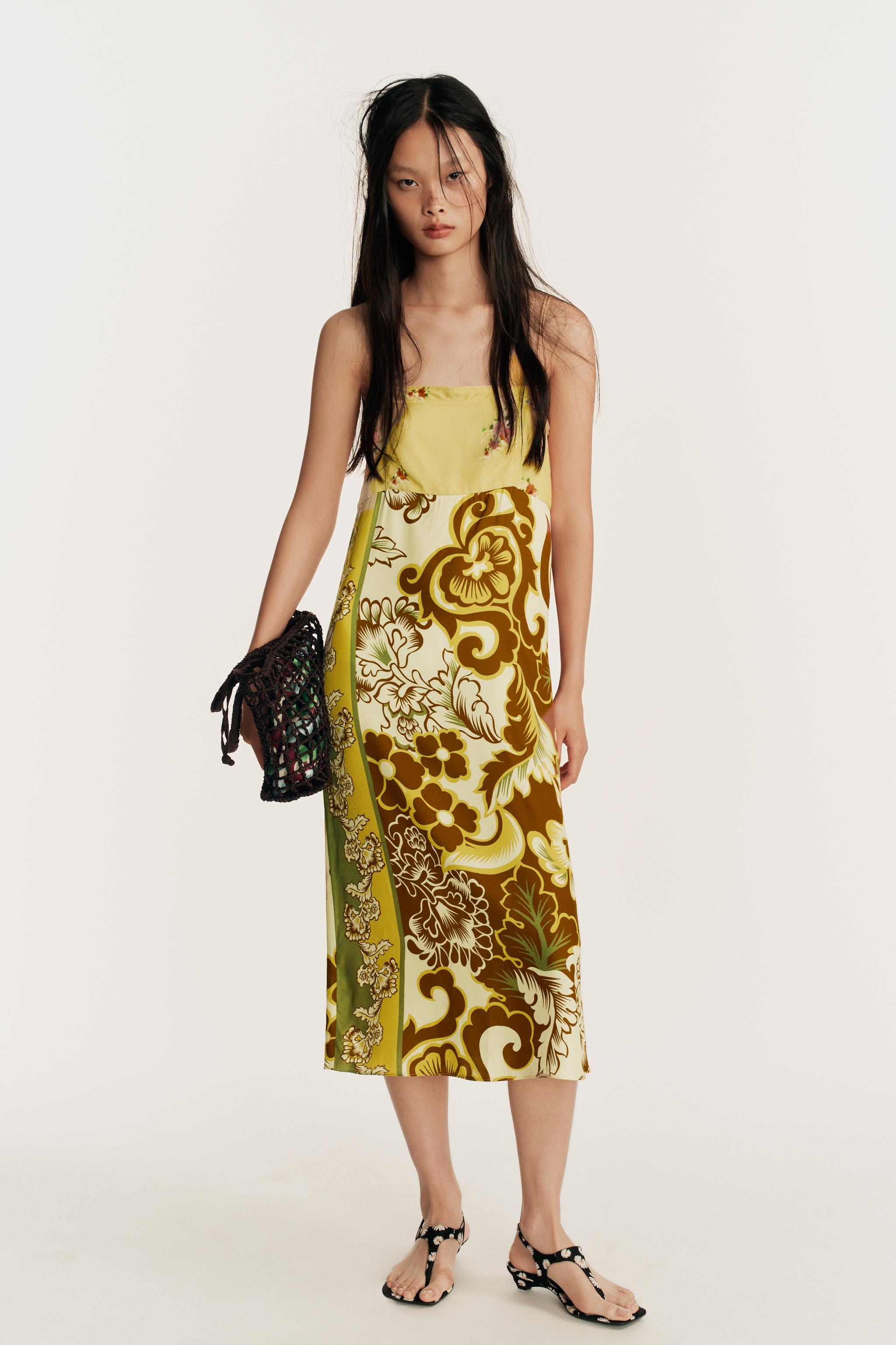 Limited Edition Printed Combined Midi Dress - Printed - Xs