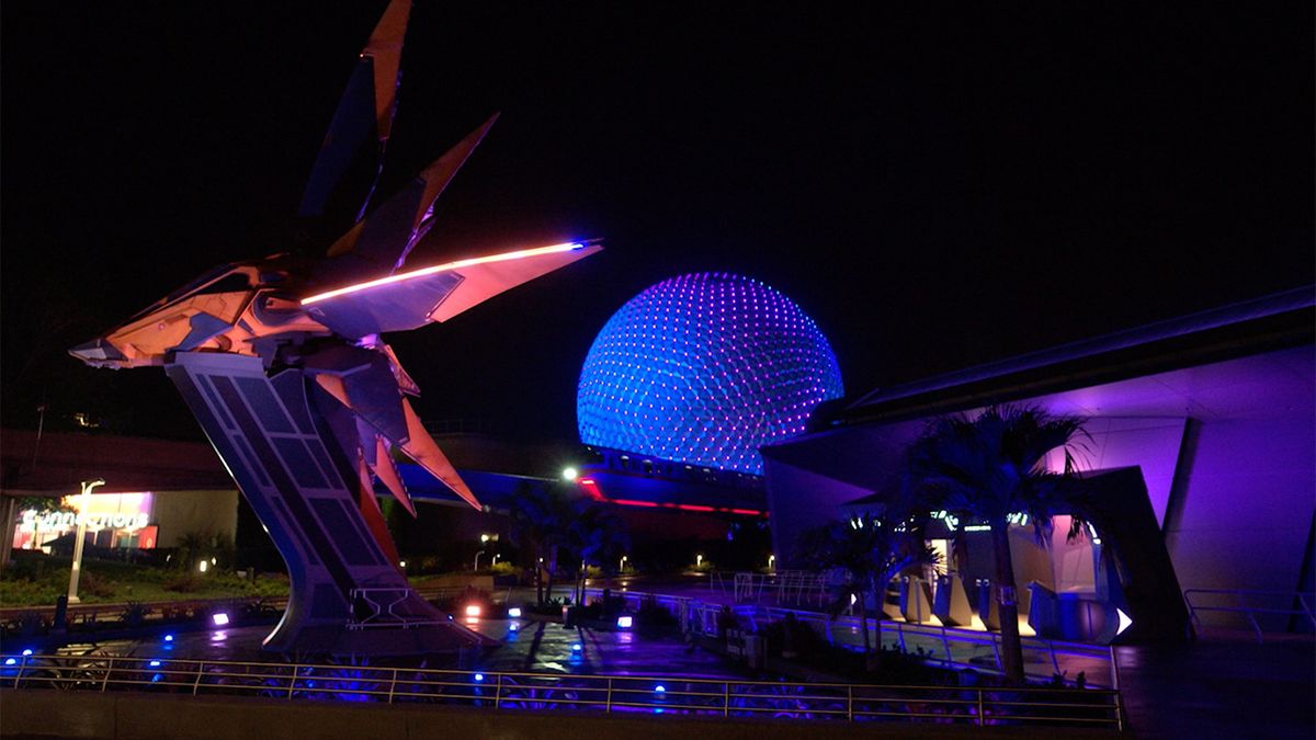 Footage from ride cam on Guardians of the Galaxy: Cosmic Rewind 2022