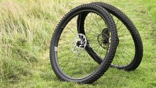 A pair of mountain bike wheels