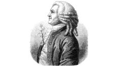 Sketch of Carl Linnaeus' portrait with a plant sprouting from his chest. 