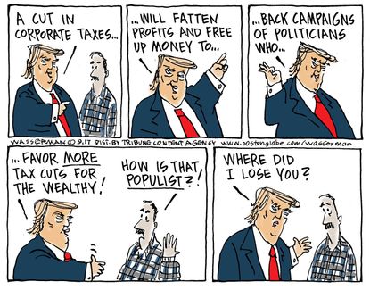 Political cartoon U.S. Trump tax reform populism