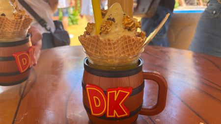 The viral DK Crush Float at Epic Universe. 