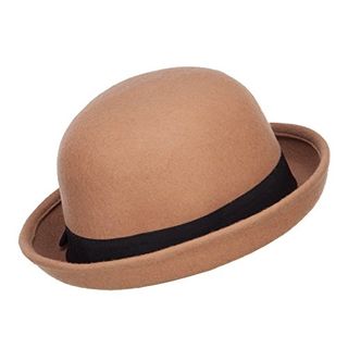 Wool Felt Upturn Brim Bowler Hat - Tan Osfm