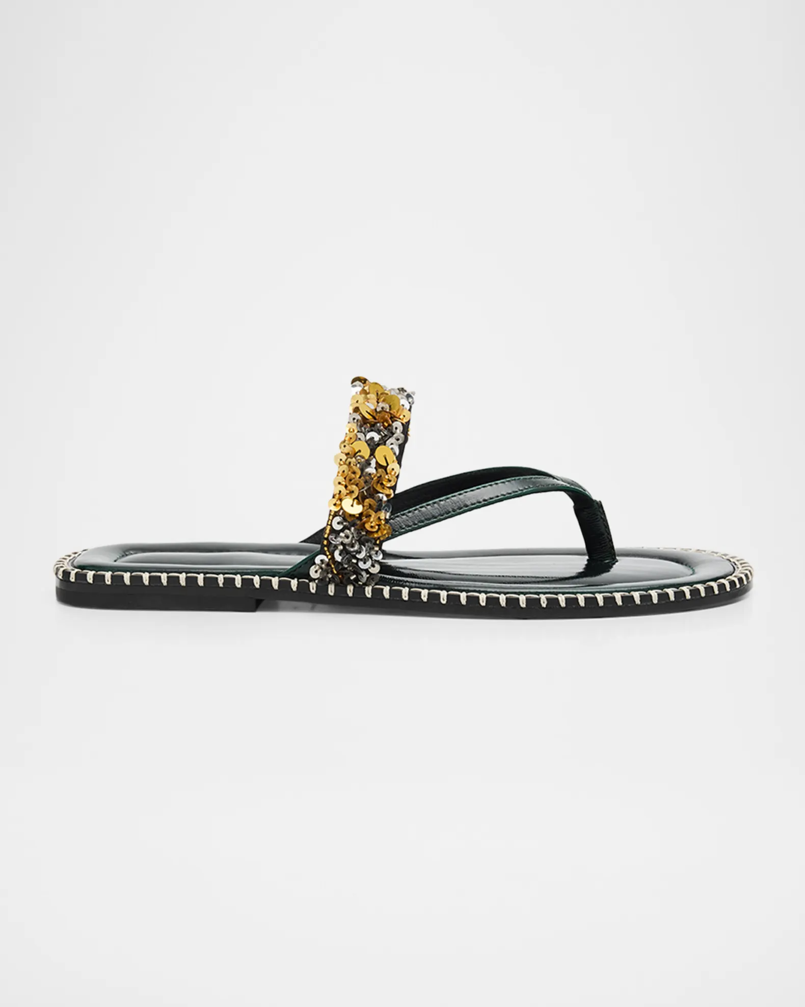 Dries Van Noten, Sequined Leather Thong Sandals
