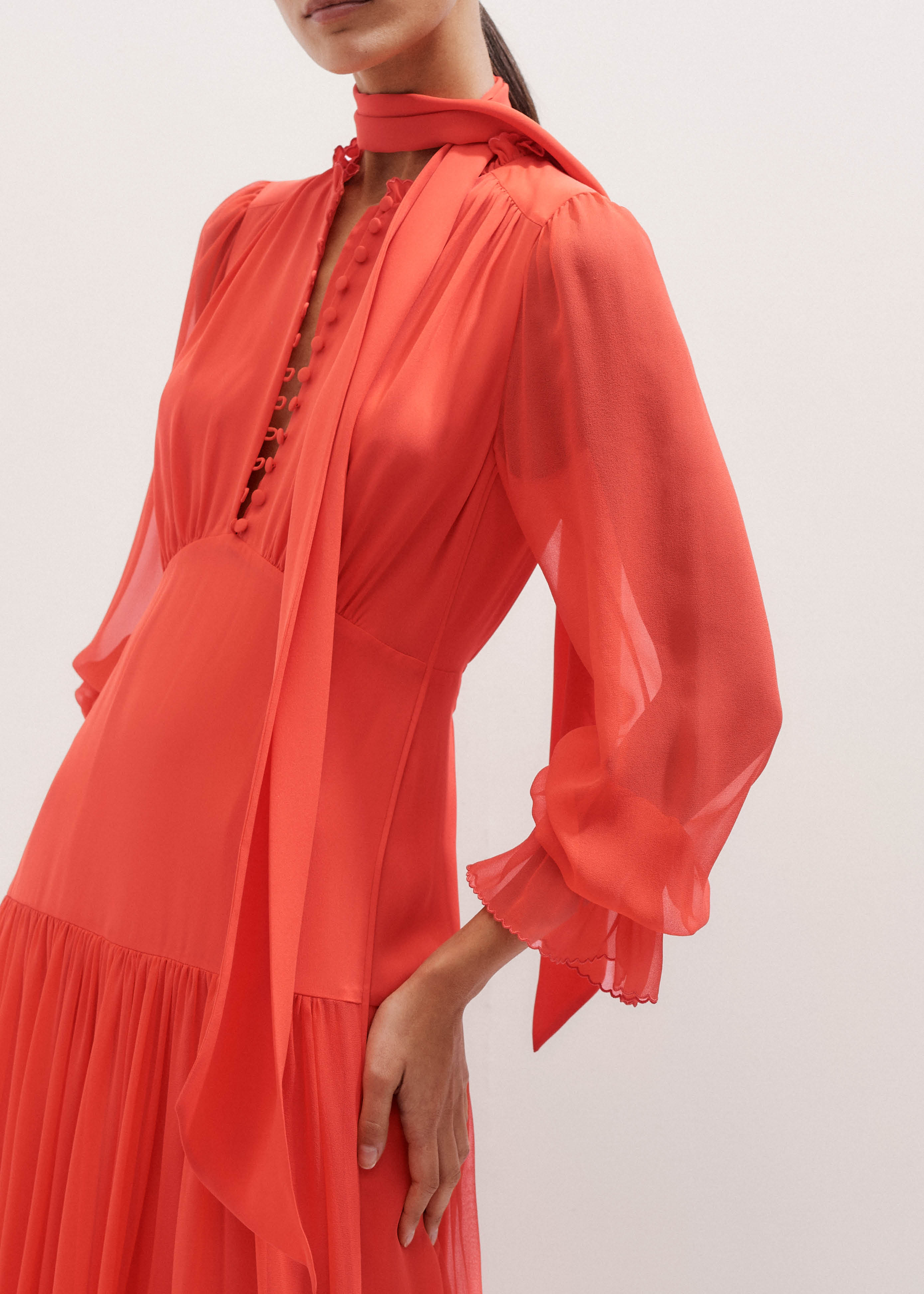 Silk Full-Length Dress + Tie