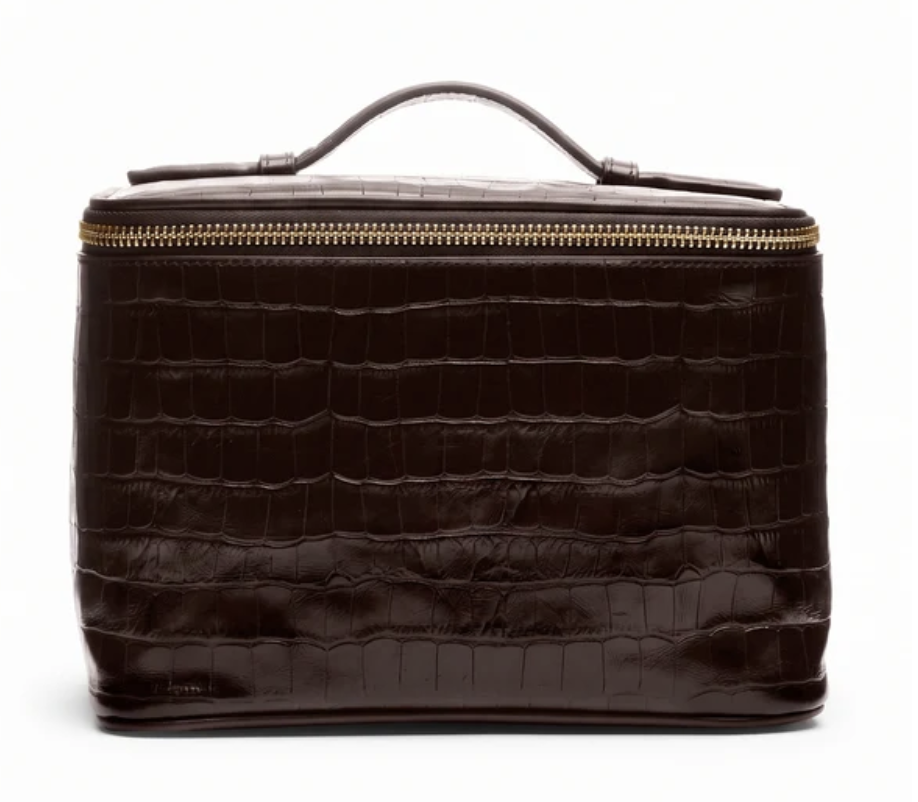 Leatherology brown croc makeup bag