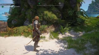 Black Flag Resynced edward standing over Salt Lagoon treasure dig spot
