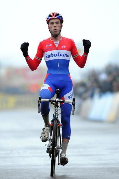Lars Boom (Rabobank) celebrates a World Cup win