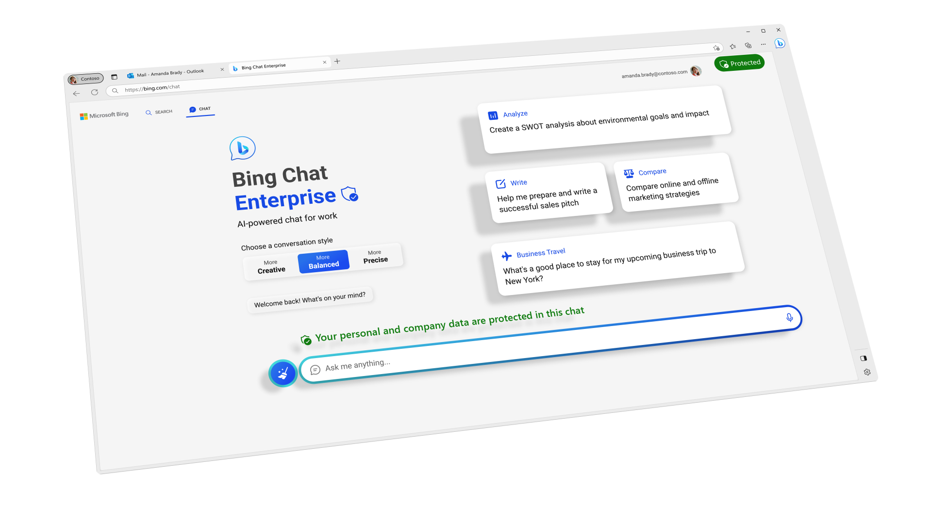 Material promocional de Bing Chat Enterprise