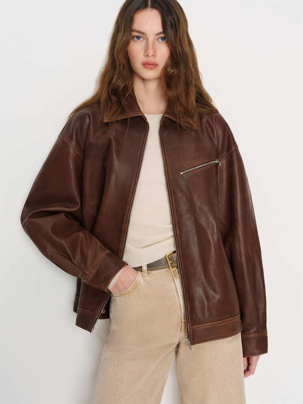 Veda Marco Leather Oversized Bomber