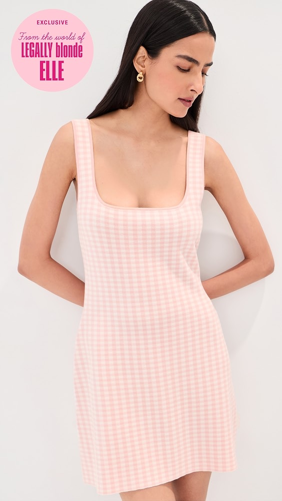 Gingham Knit Mini Dress - Ballet Pink