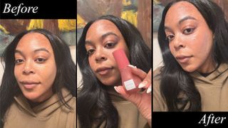 Ariel Baker testing Glow Recipe blush