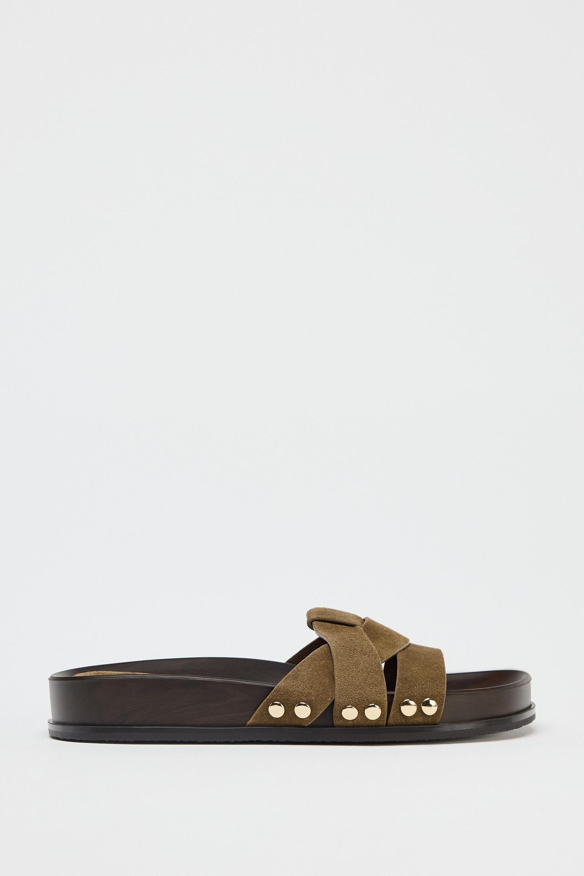 Leather Platform Slides