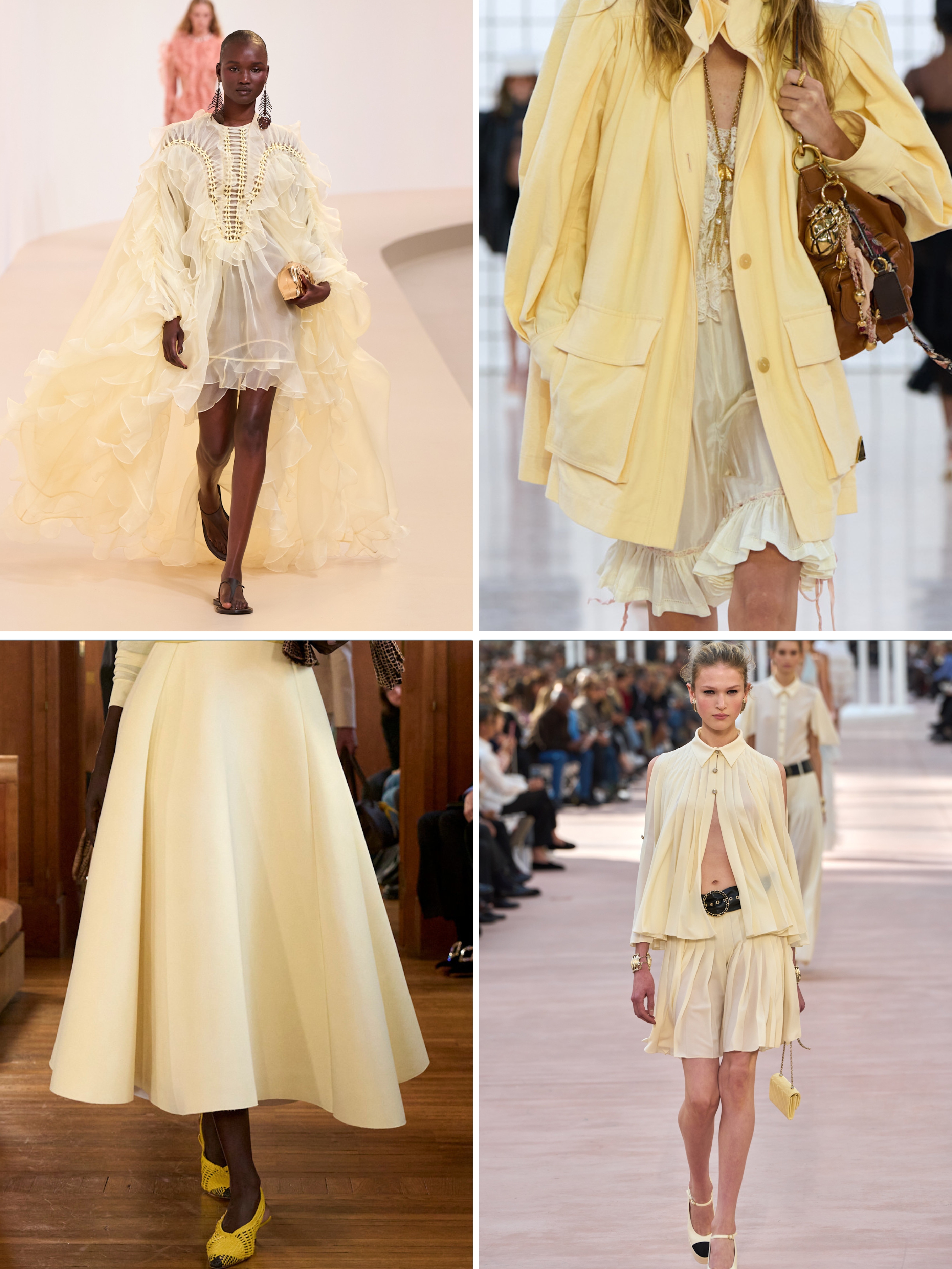 Summer 2025 Fashion Colour Trends: A selection of models wear butter yellow on the spring/summer 2025 runway