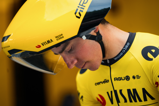 Visma Lease a Bike riders in wild new Giro TT helmet