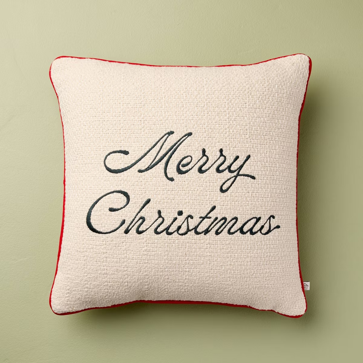 Hearth &amp;amp; Hand&amp;trade; with Magnolia, &#039;Merry Christmas&#039; Icon Square Toss Pillow Cream/Red Edge 
