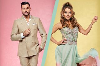 a split template showing Giovanni and Jowita from Strictly Come Dancing