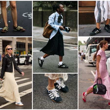 Women wearing Adidas sneakers in street style
