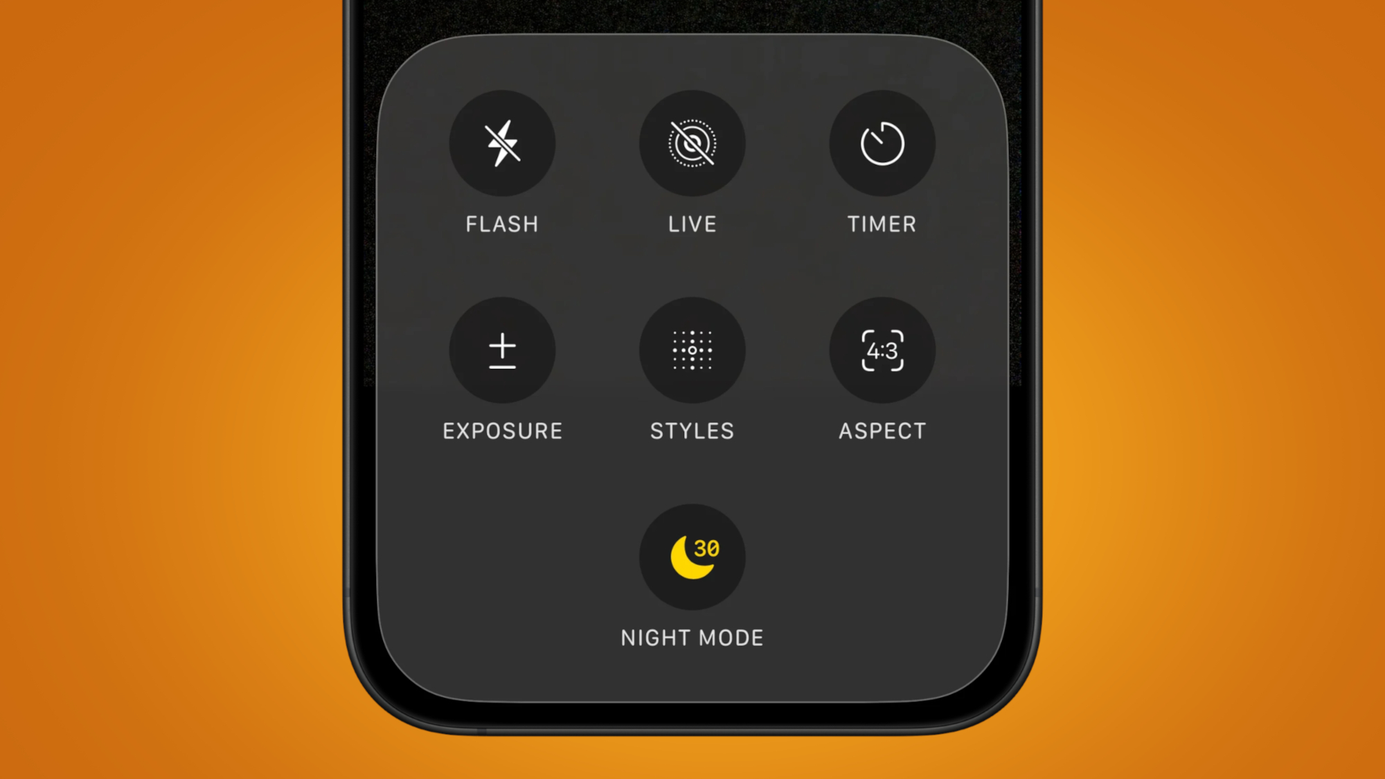 The Night Mode Max icon in the iPhone Photos app