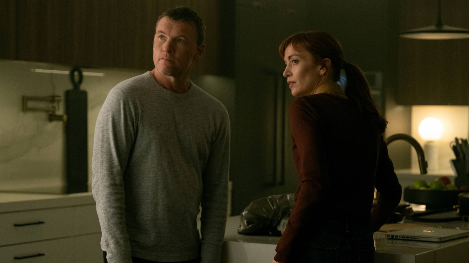 Sam Worthington and Britt Lower in I Will Find You