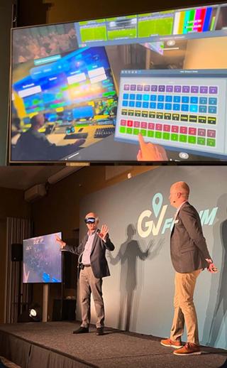 At the 2024 IBC Show, Grass Valley CTO Ian Fletcher demonstrates using an Apple Vision Pro as a virtual live production switcher.