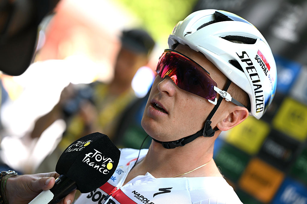 CHINON, FRANCE - JULY 13: Tim Merlier of Belgium and Team Soudal Quick-Step prior to the 112th Tour de France 2025, Stage 9 a 174.1km stage from Chinon to Chateauroux ) / #UCIWT / on July 13, 2025 in Chinon, France.