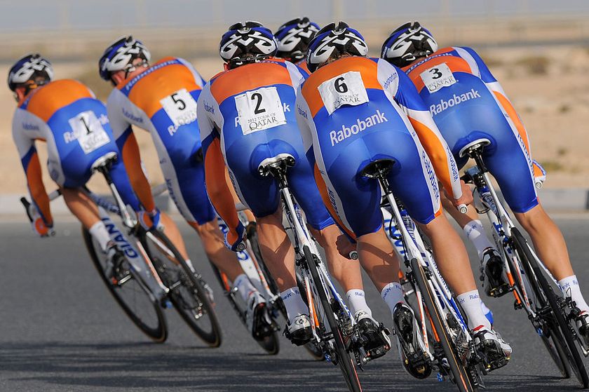 Cycling: Tour of Qatar 2012 / Stage 2
Team Rabobank (Ned)/ Illustration Illustratie / Mark Renshaw (Aus)/ Graeme Brown (Aus)/ Thomas Leezer (Ned)/ Maarten Tjallingii (Ned)/ Jos Van Emden (Ned)/ Dennis Van Winden (Ned)/ Coen Vermeltfoort (Ned)/ Maarten Wynants (Bel)/
Lusail Circuit (11,3Km)/
Team Time Trial / Contre la Montre Equipe / Ploegentijdrit / TTT / Ronde / Rit Etape /(c)Tim De Waele
