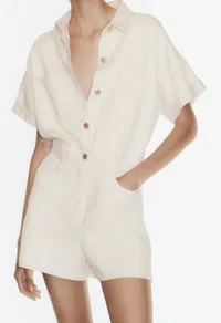 Z1975 SHORT DENIM JUMPSUIT in Ecru $28 (£22) | Zara