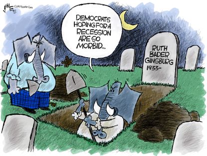 Political Cartoon GOP Digging Grave Ruth Bader Ginsburg Morbid