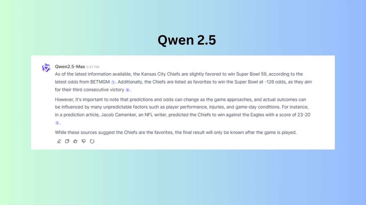 qwen superbowl prediction