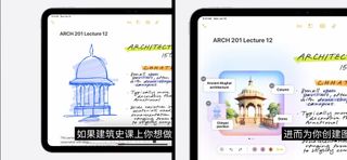 Split image showing a drawing on a smart device along with Galaxy AI enhancing that image on the right