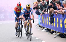 Mattias Skjelmose of Denmark and Team Lidl - Trek and Remco Evenepoel of Belgium and Team Soudal Quick-Step compete in the chase group during the 59th Amstel Gold Race 2025 