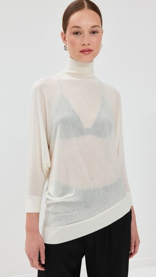 Asymmetrical Short Sleeve Knit Sweater