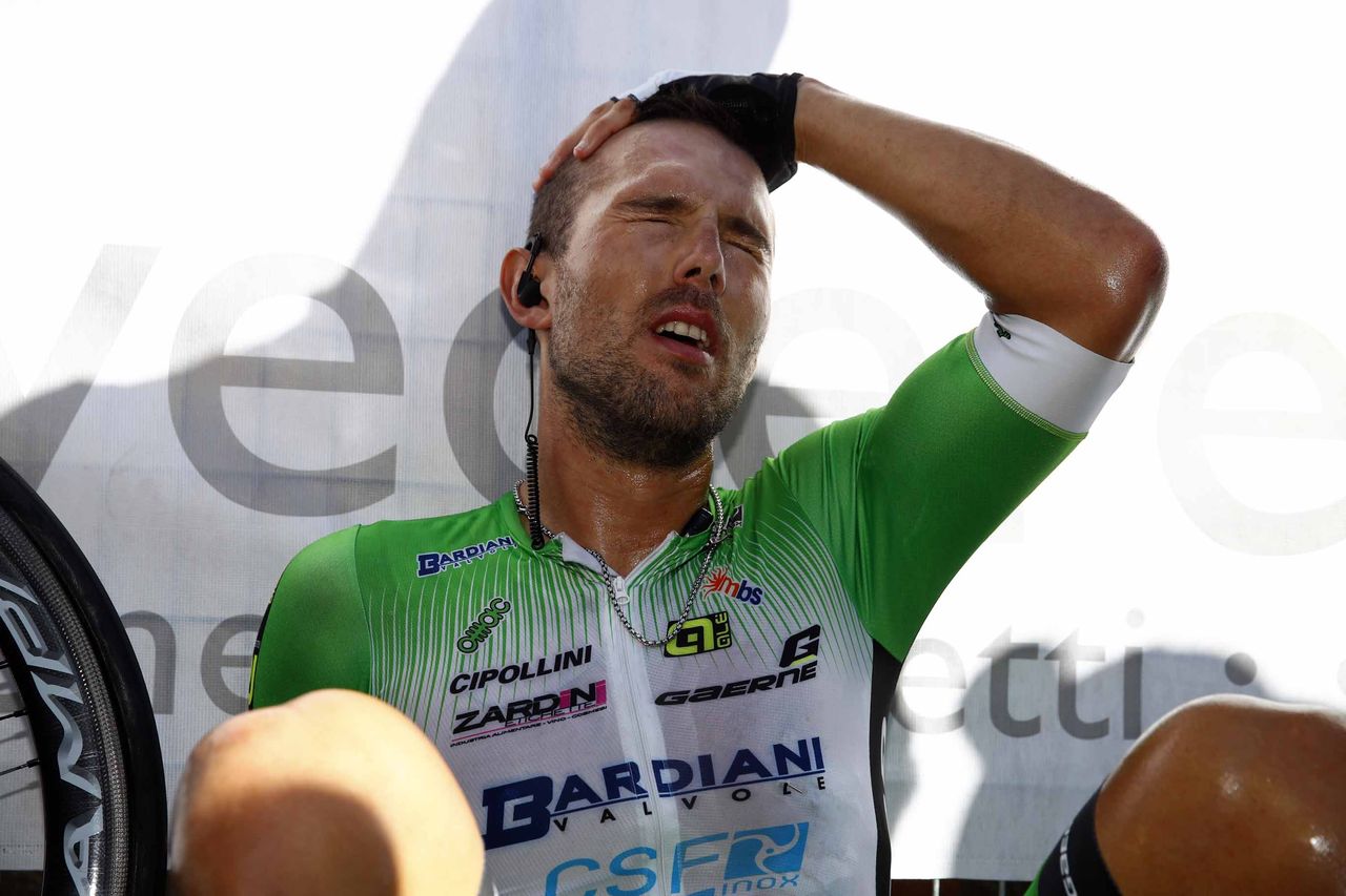 Sonny Colbrelli (Bardiani-CSF) after landing the Coppa Sabatini.
