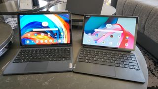 Lenovo Tab P11 Pro (2nd Gen) next to Lenovo Tab P11 (2nd Gen) in keyboard cases