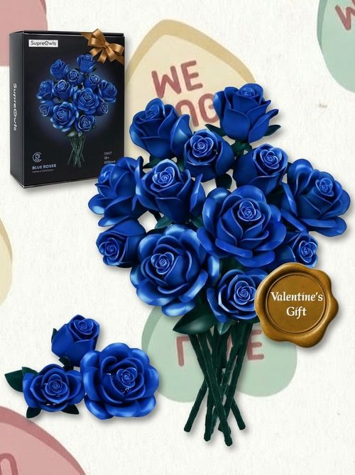 Blue Rose Bouquet Building Set 