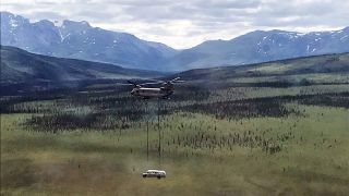 Alaska National Guard airlifting the iconic Bus 142 from Into The Wild. 