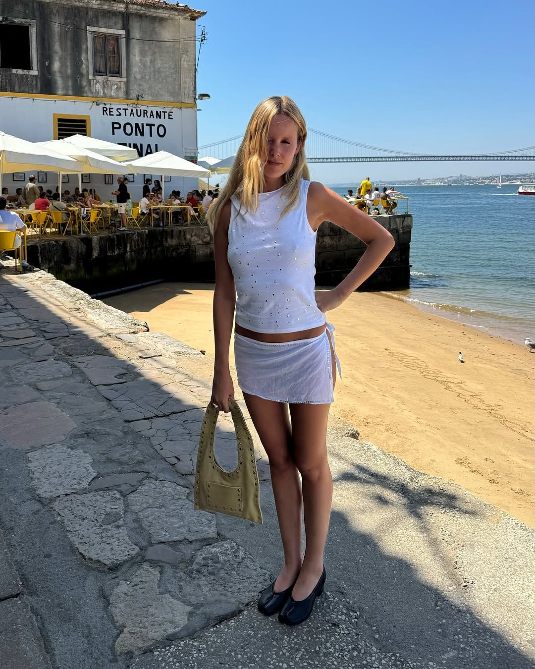 Lucia Cuesta wearing Margiela Tabi flats.