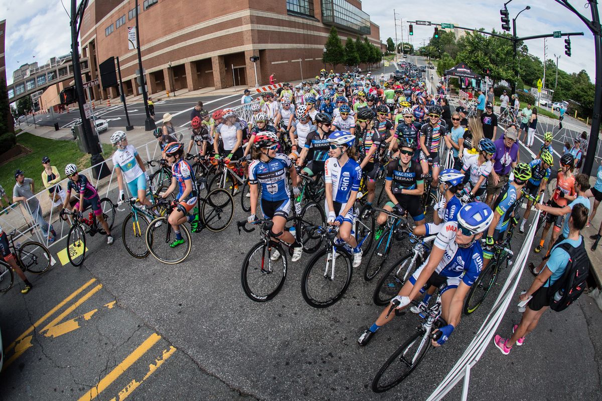 The women on the start line at the Winston-Salem Classic.